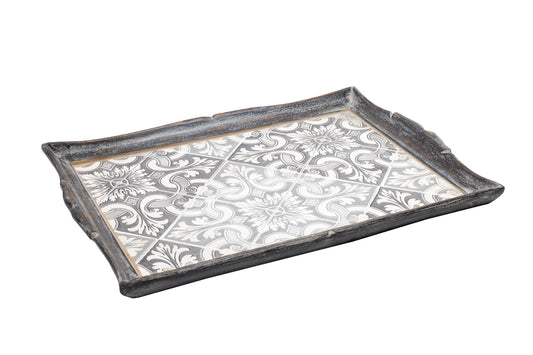 decorative serving trays for coffee table and dining table, black and white tray