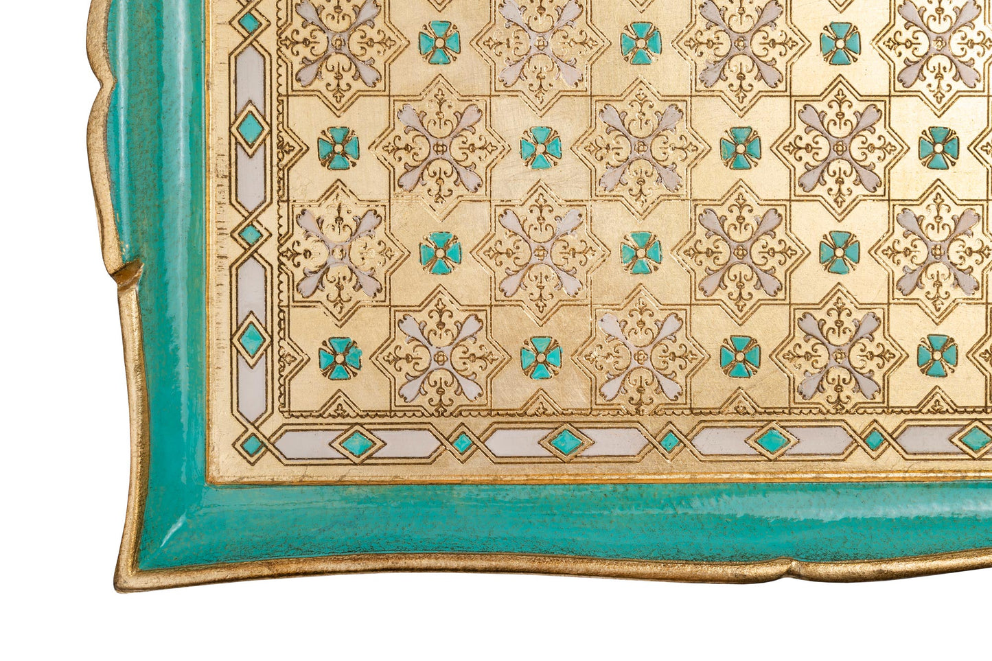 Aqua decorative tray, Italian serving tray.