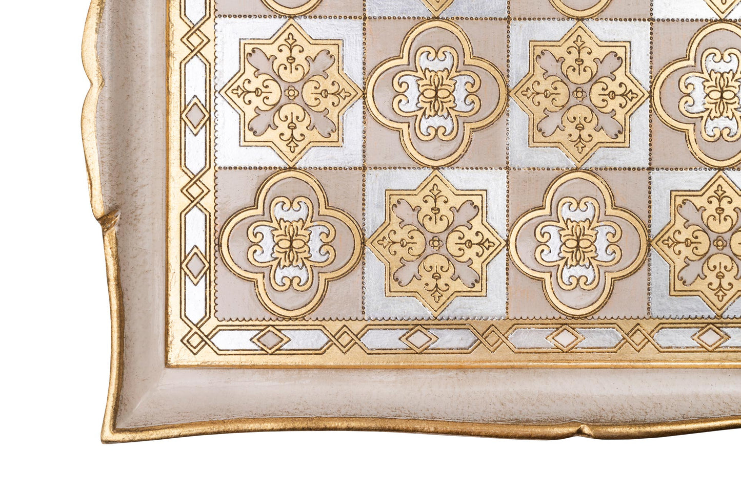 White Gold Tray, Italian decorative serving tray.