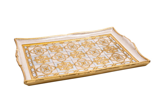 white and gold serving tray, Italian serving tray